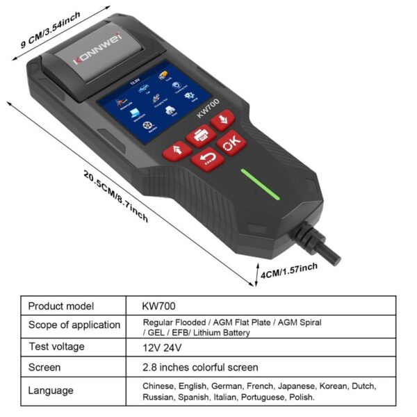 Probador de baterías Konnwei KW700 - Imagen 4